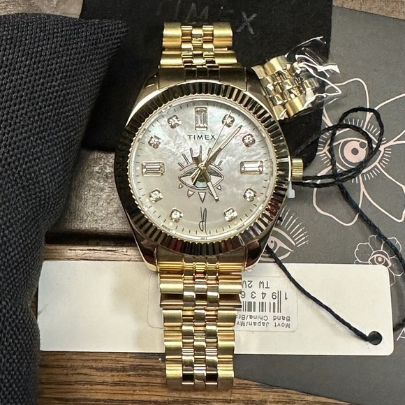 Timex x Jacquie Aiche Mother of PEARL Intuition Eye Watch 36mm Gold Legacy - Picture 3 of 5